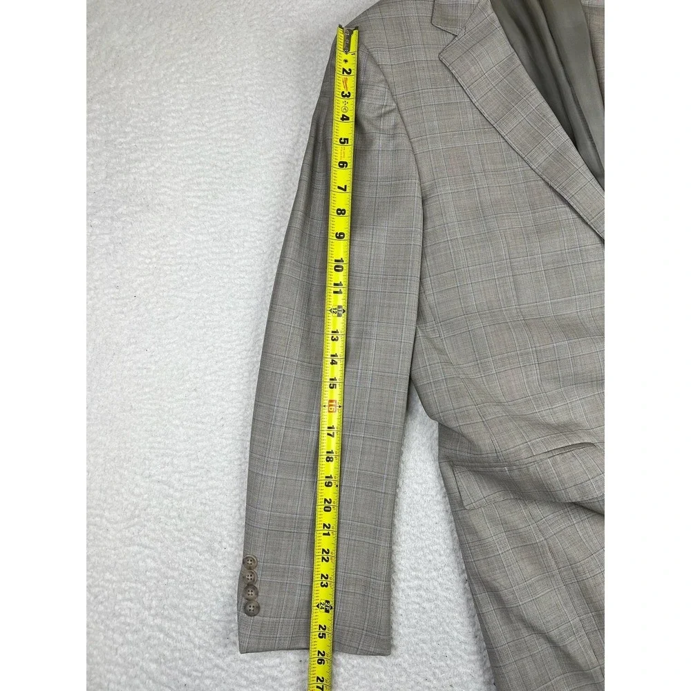 Ermenegildo Zegna Blazer Mens 46L Light Gray Glen Plaid Trofeo Wool Suit‎ Jacket